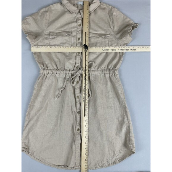 Love Tree Linen Blend Button Front Collared Mini Dress Women’s LG Khaki Safari - Picture 15 of 15